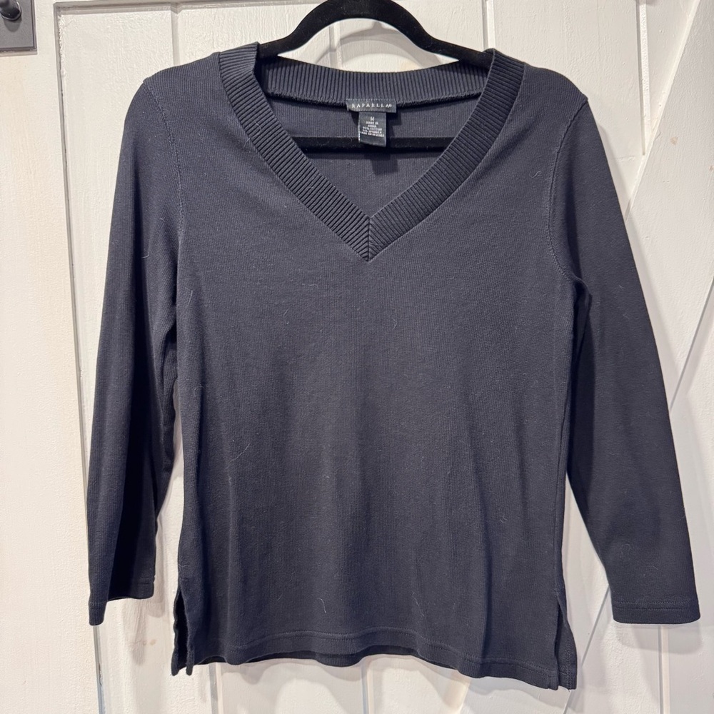 Talbots Charcoal V-Neck Long Sleeve Top ~ Size M